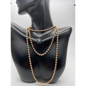 Yellow Bead Necklace, Long Necklace, 20" Necklace, Rose Gold Necklace, Bead Neck